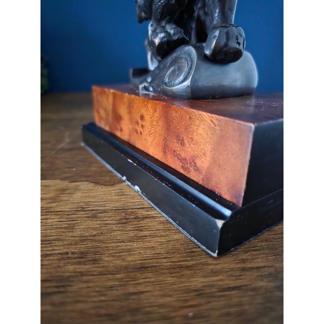 Antique Bronze & Wood Lion Bookend Pair For Sale - Image 17 of 18