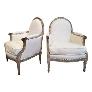 Pair of 19th C Louis XVI Armchairs For Sale