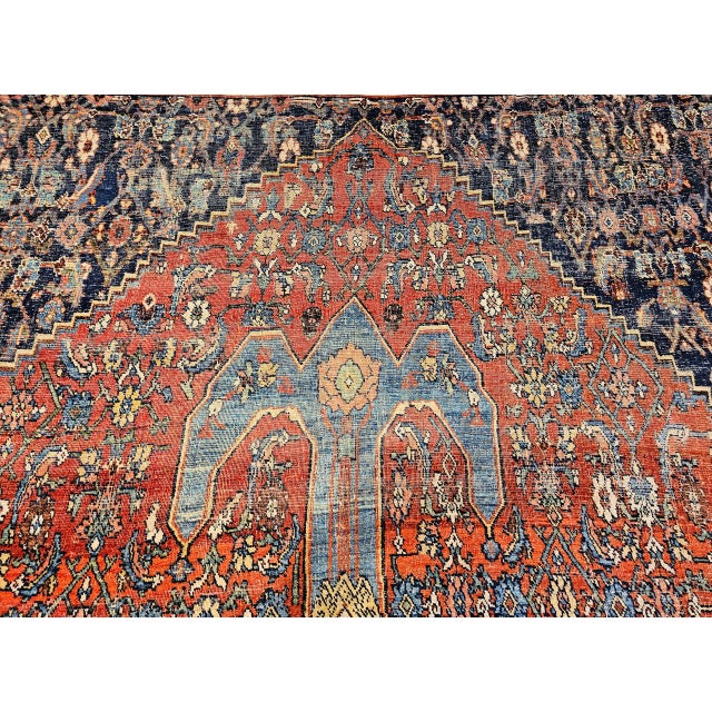 19th Century Oversized Persian Bidjar Rug, Hand-Knotted Wool, Geometric Herati Pattern, Red & Blue, 13x18 For Sale - Image 16 of 18