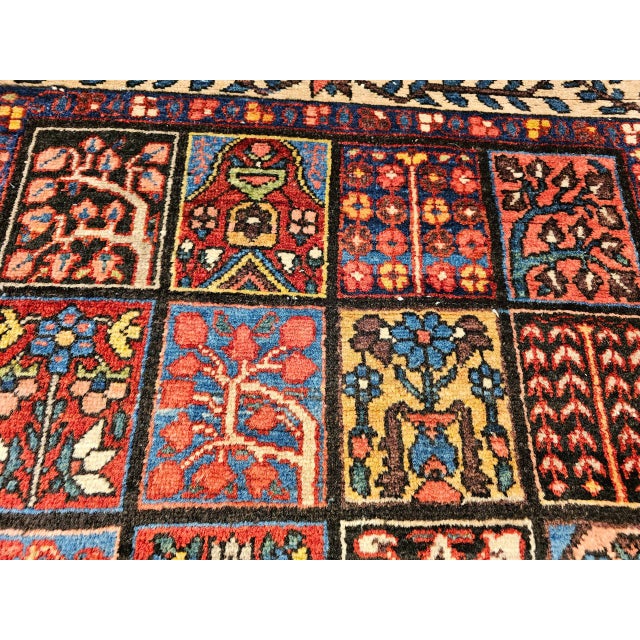 Vintage Persian Bakhtiari Rug, Hand-Knotted Wool, Allover Garden Panel Pattern, Pale Yellow & Red,5x7 For Sale - Image 15 of 16