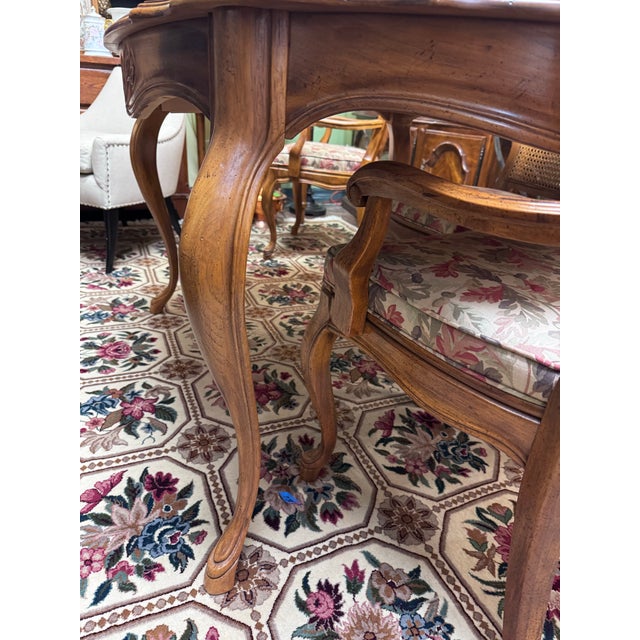 Vintage Drexel Cabernet Classics Pecan Dining Table and Six Cane-Back Chairs For Sale In Houston - Image 6 of 12