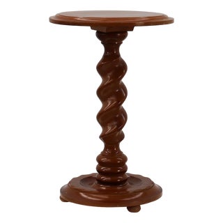 French Art Deco Oak Side Table with Twisted Base, 1940s For Sale