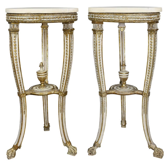 Swedish Neoclassical Giltwood and Painted Torchere - a Pair For Sale