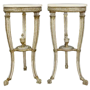 Swedish Neoclassical Giltwood and Painted Torchere - a Pair