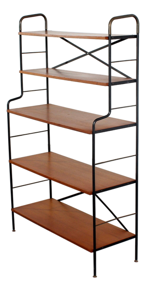 Mid-Century Scandinavian Iron and Teak Bookcase, 1960s