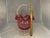 19th Century Victorian Cranberry Glass Basket: Ruffled Edge, Clear Handle, 13" Tall For Sale - Image 10 of 10
