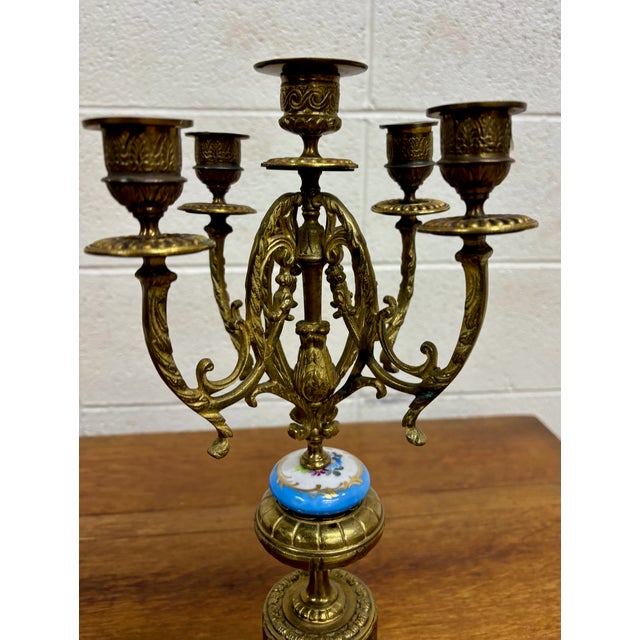 Antique Ormolu Style Gilt Bronze Five Arm Candelabras - Pair For Sale - Image 4 of 12