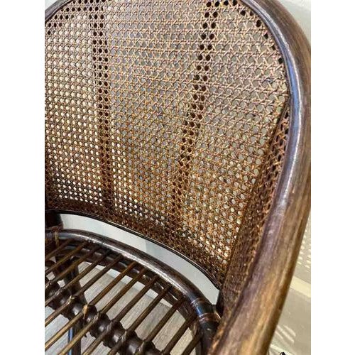 Rattan and Bamboo Armchairs with Orange Cushions from McGuire, 1970, Set of 4 For Sale - Image 11 of 16