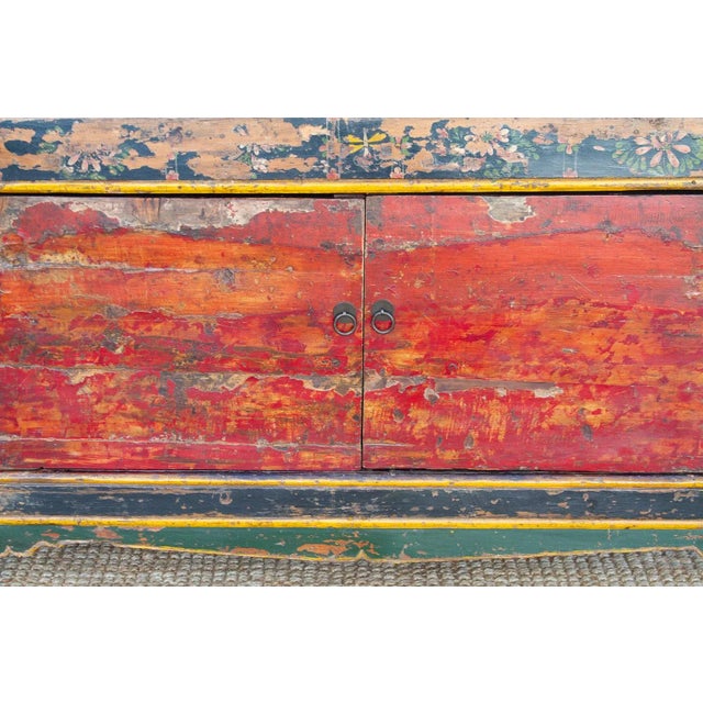 Red Antique Painted Qing Dynasty Buffet Cabinet For Sale - Image 8 of 15