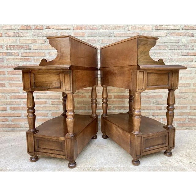 1960s Mid-Century Spanish Wood Nightstands, Set of 2 For Sale - Image 5 of 14