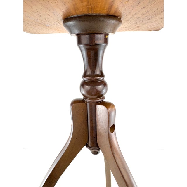 Rustic European Vintage r.a. Importing Co. Burl Wood Tripod Drinks Table For Sale - Image 3 of 13