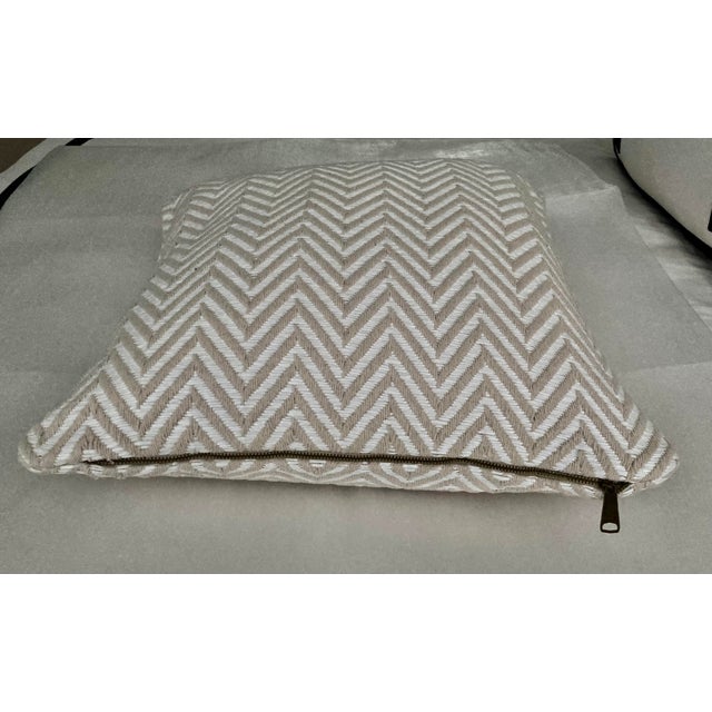 Transitional Beige/ White Herringbone Jacquard Decorative Pillow Cover For Sale - Image 3 of 6