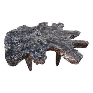 Andrianna Shamaris Cerused Teak Wood Single Charred Organic Coffee Table For Sale