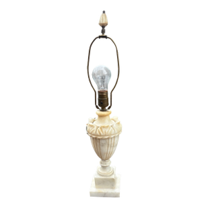 Antique Hand Carved Marble Lamp Hand Carved Finial Circa 1910