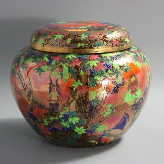 Wedgwood Flame Fairyland Lustre 'Fairy Slide' Covered Vase For Sale - Image 6 of 12