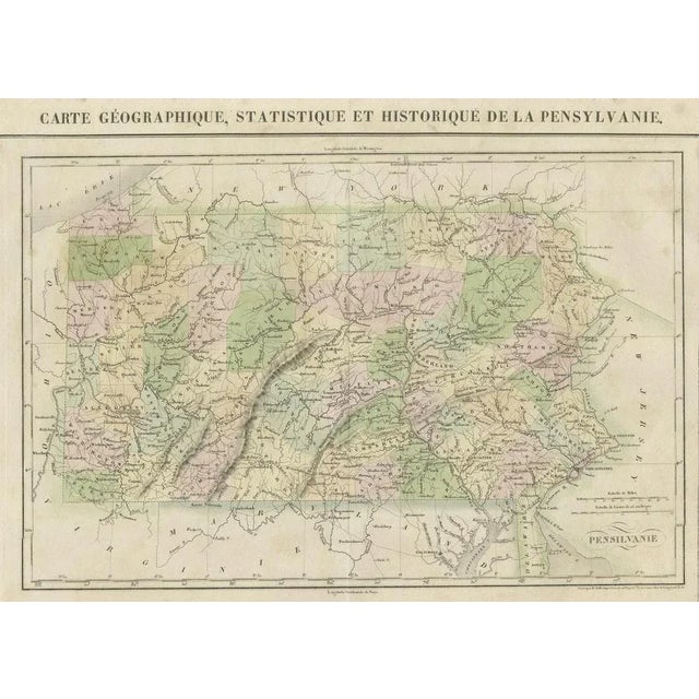 French Geographical Map of Pensylvania, 1825 For Sale - Image 3 of 6