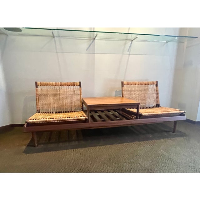 Wood Vintage Teak and Cane Modular Sofa in Attributed to Hans Olsen For Sale - Image 7 of 8