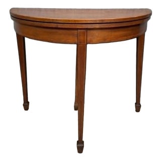Louis XVI Style Mahogany and Green Felt Half-Moon Game Table For Sale