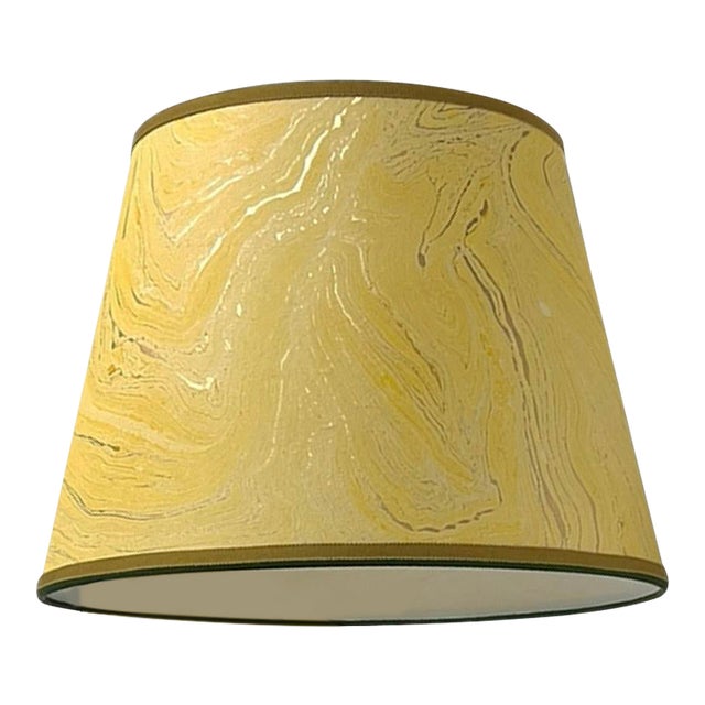 Yellow and Gold Marbled Paper Lampshade - 8” x 12” x 8.75” For Sale