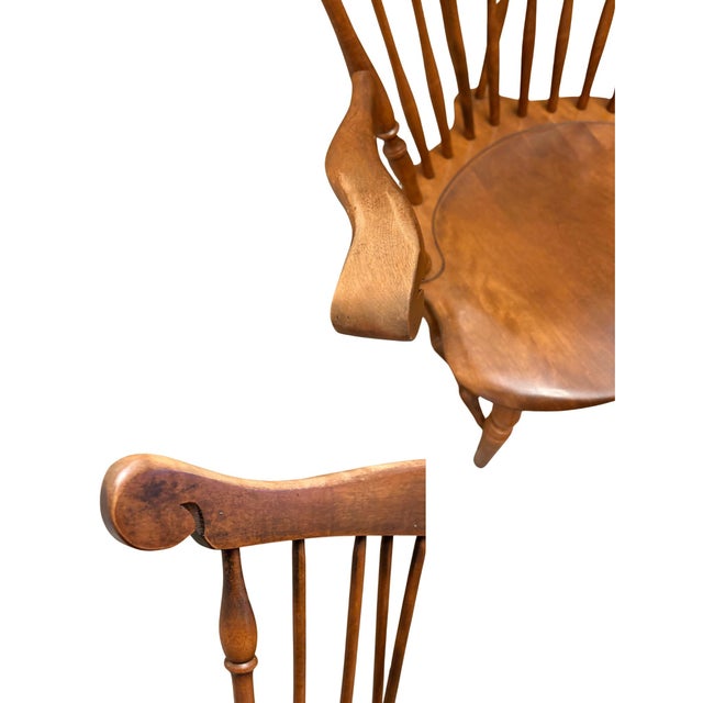 Mid 20th Century Set of 4 Cherry Brace Back Windsor Style Dining Chairs by S. Bent & Bros., Inc. For Sale - Image 11 of 12