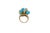 Blue Turquoise Diamonds Golden Spheres Balls Christmas Bells Motif 18k Gold Ring, Size 7 For Sale - Image 4 of 18