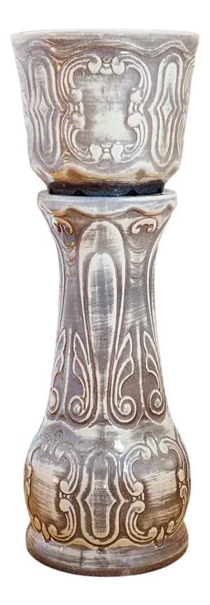 Ceramic Flowerpot and Pedestal by Bay Keramik, 1970, Set of 2