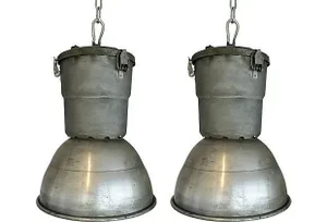 Antique Industrial Repurposed Smudge Pot Pendant Lamps, a Pair