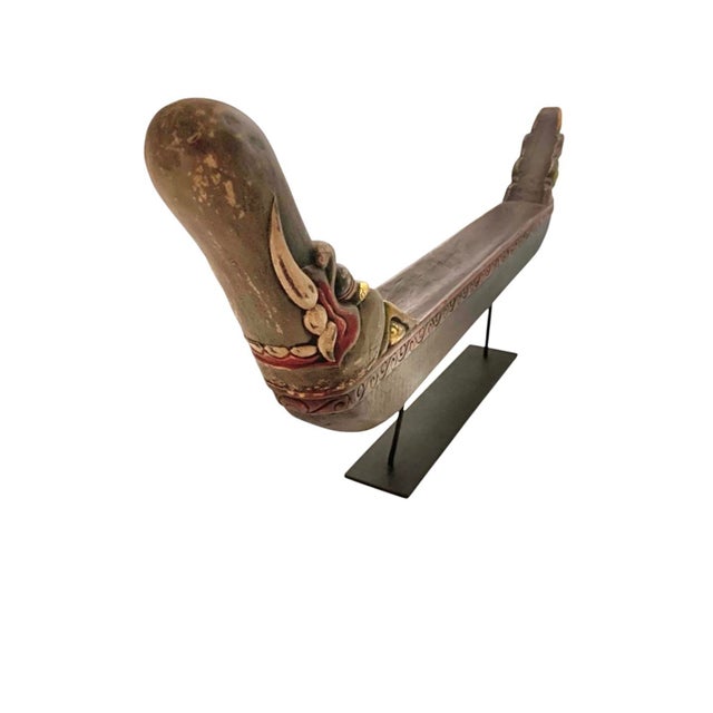 Folk Art Large Late 20th Century Balinese Carved Wood Dragon Boat, Indonesian Folk Art, 34"w For Sale - Image 3 of 5