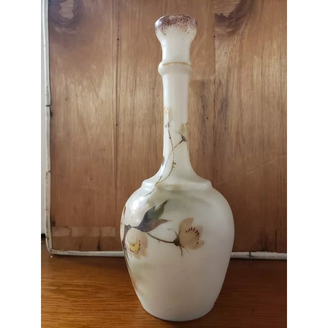 English Late 19th Century English Bristol Glass Hand Painted Bottle Vase For Sale - Image 3 of 6