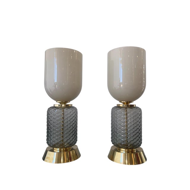 Murano Glass and Brass Lamps, 1990s, Set of 2 For Sale - Image 14 of 14