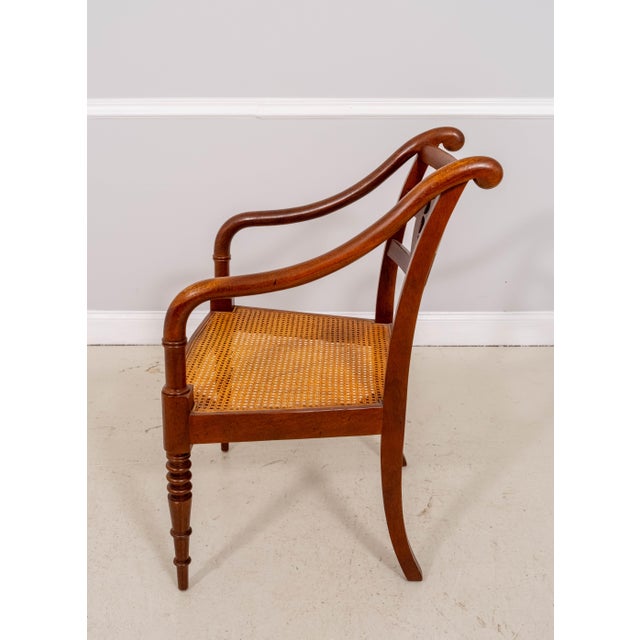 Traditional Pair of Baker Attributed Mahogany Caned Seat Cushioned Armchairs For Sale - Image 3 of 18