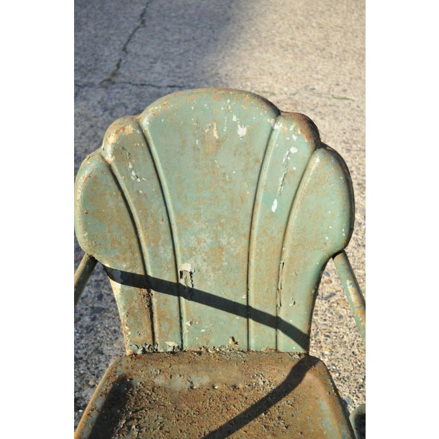 Art Deco Steel Metal Clam Shell Back Green Patio Bouncer ...