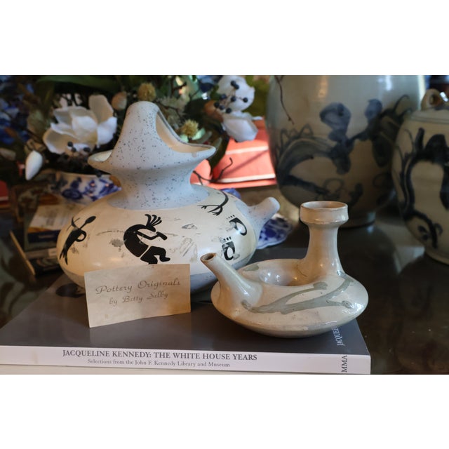 Signed Betty Selby Figural Vase & Japanese Tokoname Ring-Form Sake Vessel — Set of 2 For Sale - Image 17 of 18