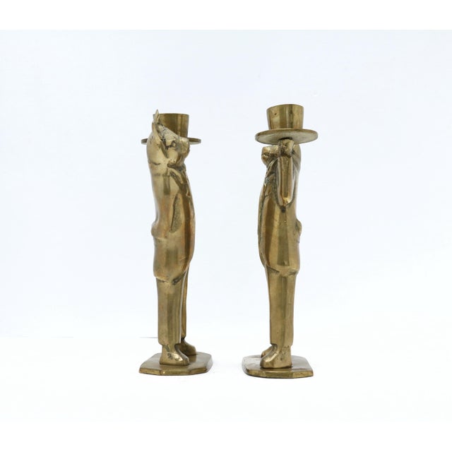 Brass Pig Butler Candle Holder, a Pair For Sale - Image 4 of 10