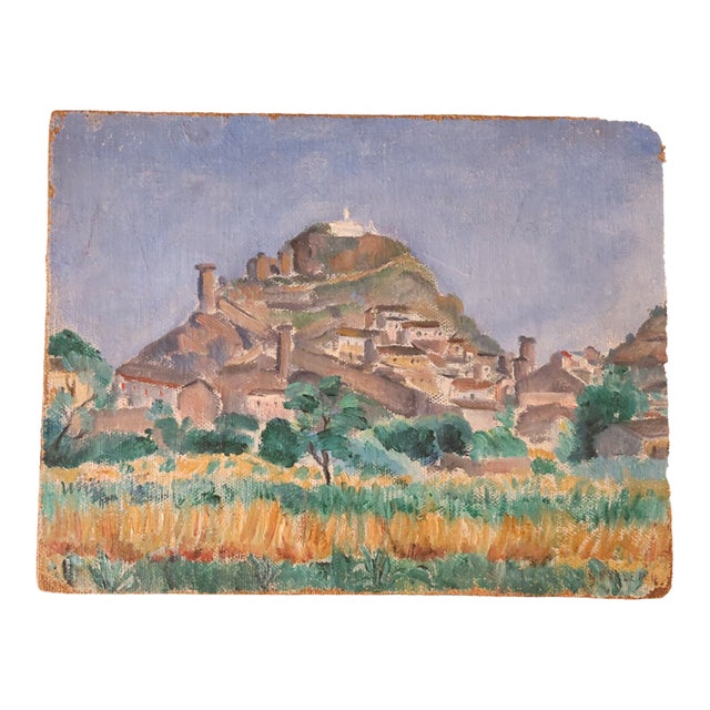 20th Century French Hilltop Church Painting by Guy Lemm For Sale