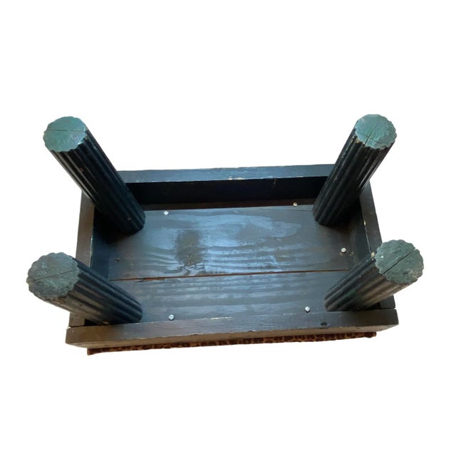 Vintage Black Painted Wood Post Stool With Leopard Print Covered Cushion For Sale - Image 10 of 13