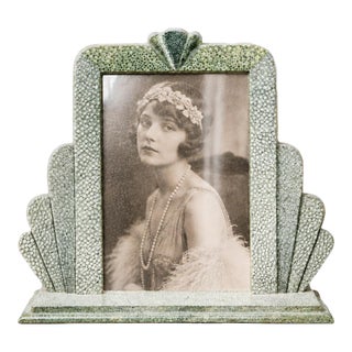 Rare Antique Art Deco Leather Picture Photo Frame Tabletop Luxury Home Decor Art For Sale