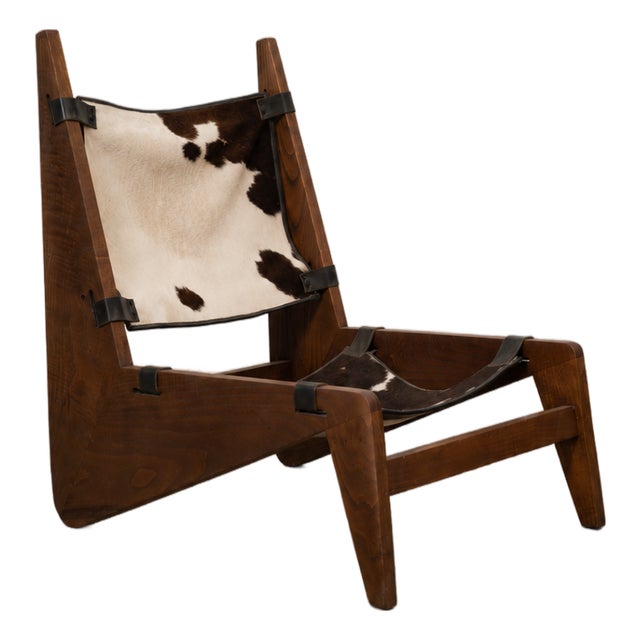 Sculptural Cowhide & Solid Wood Lounge Chair by Osso Furniture Studio Style For Sale