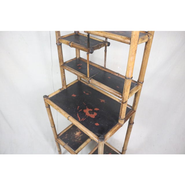 Mid 19th Century Napoleon III Period Bamboo Etagere For Sale - Image 6 of 17