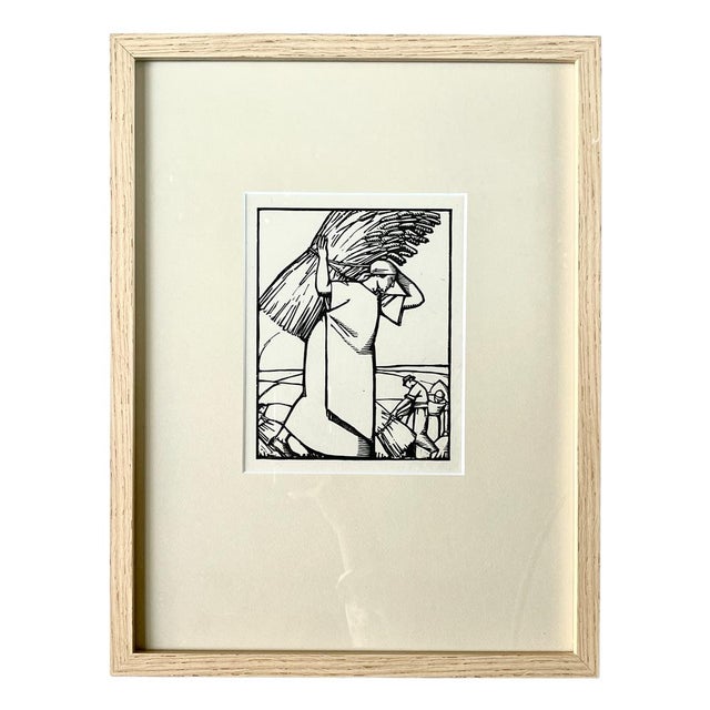 1920s Harvest Series Scene, Woodcut, 1920s-1930s, Framed For Sale - Image 5 of 5