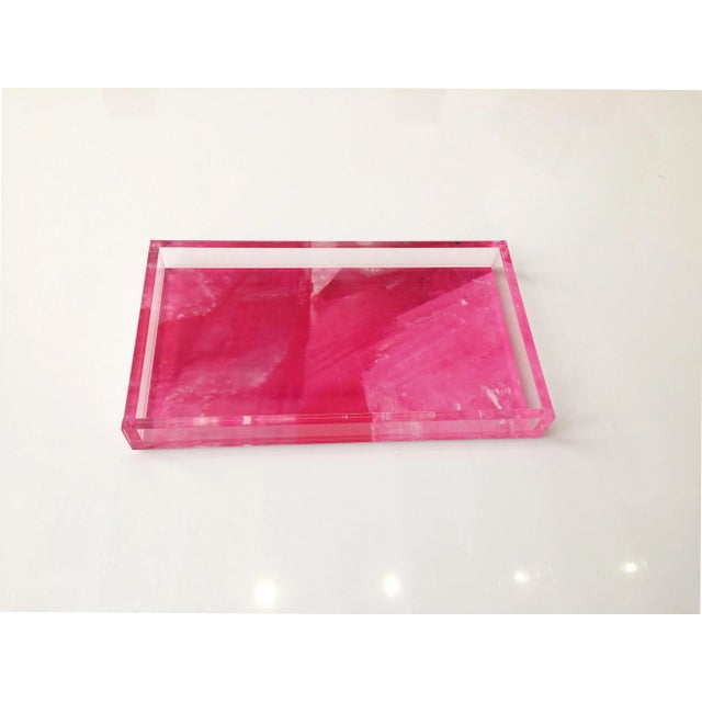 2010s Lucite Fuchsia Digital Agate Pattern Tray, Dwm | Maloos For Sale - Image 5 of 5