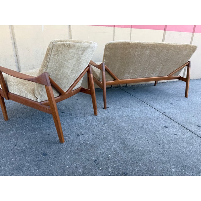 1950s Rare Vintage Danish Modern Teak Sofa and Chair Set by Edvard and Tove Kindt-Larsen For Sale - Image 5 of 8