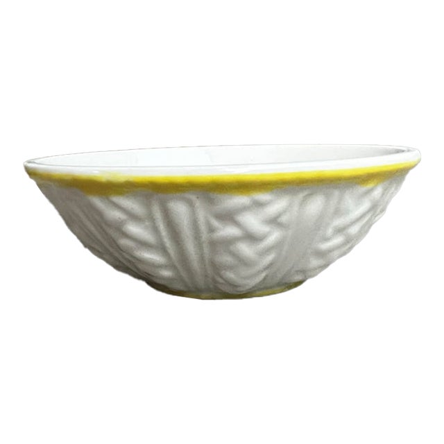 1970s Italian Braided Ceramic Bowl With Yellow Hand Painted Details For Sale
