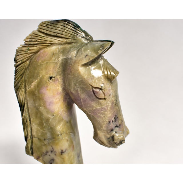 Emerald Gemstone Emerald Horse Bust Sculpture Full Emerald Base Hand Carved For Sale - Image 8 of 14