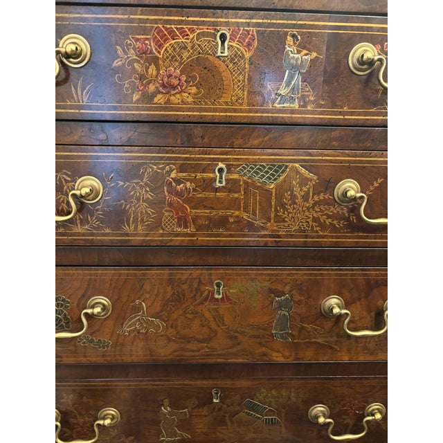 Brown Mahogany Henredon Aston Court Collection Chinoiserie Silverware or Jewelry Chest For Sale - Image 8 of 12