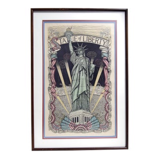 Rare James Grashow Framed 1986 Statue of Liberty Print Centennial 1886 For Sale