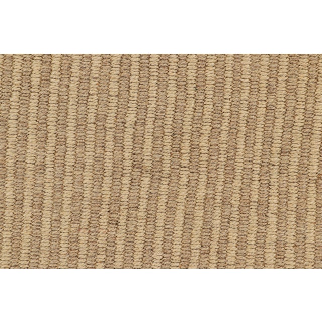 Contemporary Rug & Kilim’s Contemporary Kilim With Textural Beige and Taupe Stripes For Sale - Image 3 of 7