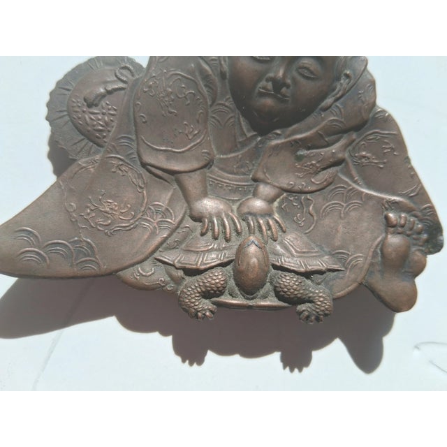 Rare Antique Japanese Urashima Tarō Bronze Trinket Ring Dish For Sale - Image 4 of 7
