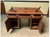 Brown Antique Art Deco Historicism Double-Sided Desk, 1930 For Sale - Image 8 of 11