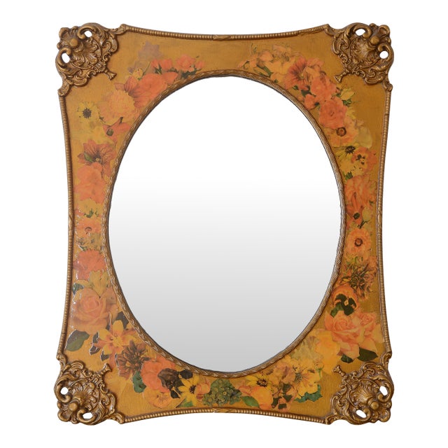Vintage Victorian Style Decoupage Mirror For Sale